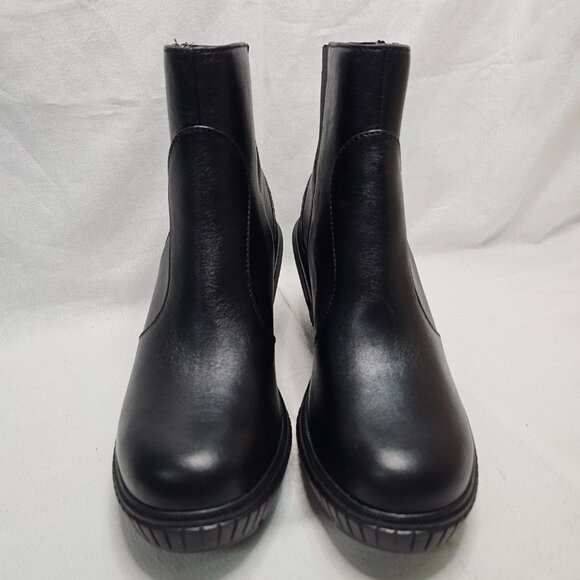 Sorel Wedge Heel Side Zip Black Leather Waterproof Boots Women's Size 8- NEW - Picture 3 of 11